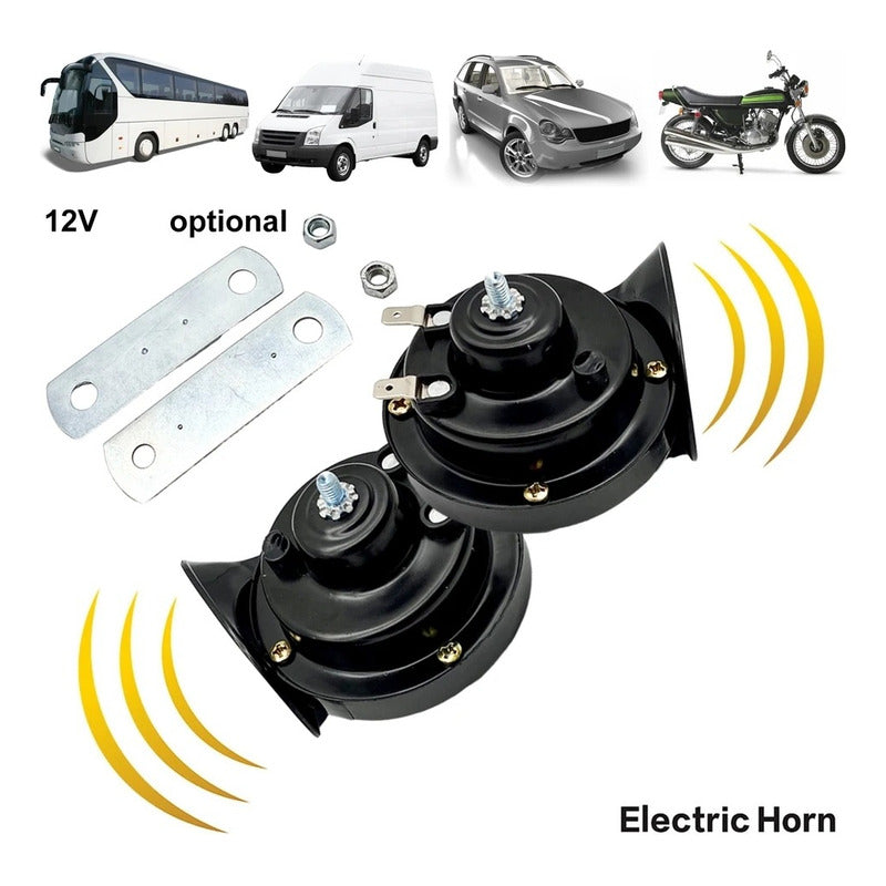 Kit Bocina Caracol Doble Auto Camioneta Moto 12v /r&c