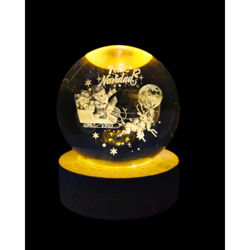 Esfera De Cristal Lámpara Noche Diseño Navidad 3d Bola 8cm