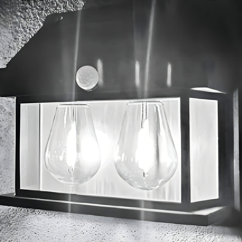 Lámpara Solar Luz Blanca Aplique D Pared 2 Ampolleta Vintage Estructura Negro