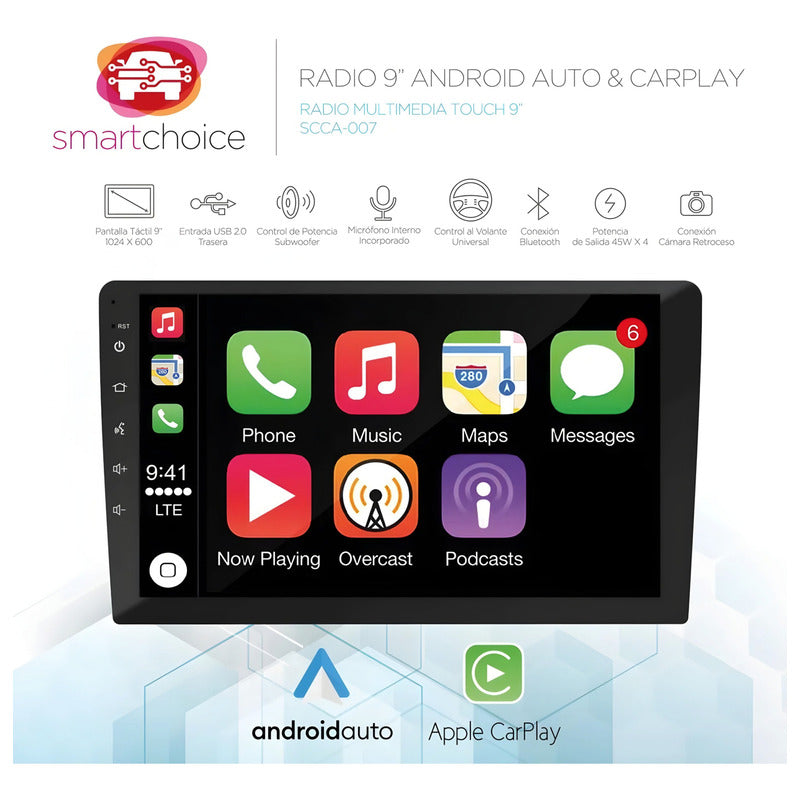 Radio De Auto 2din Androidauto Carplay Pantalla Touch 9 Ry