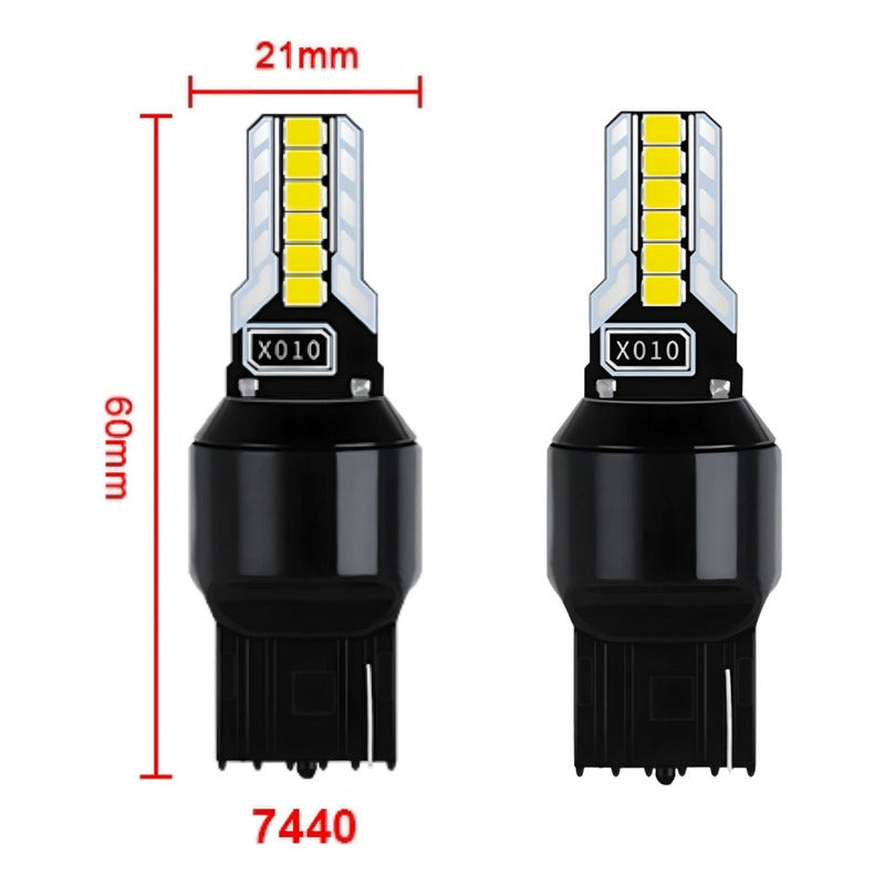 X2 Ampolleta Led T20 Blanco Ámbar 7440/7443 12led 12v Auto