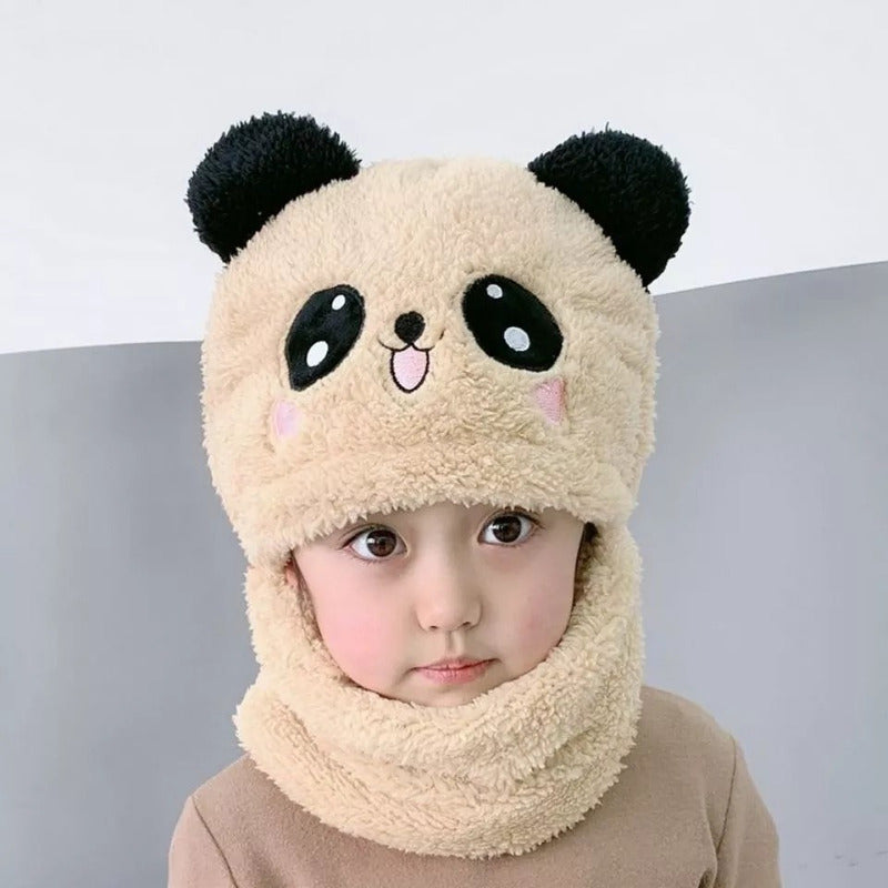 Gorro Con Cuello Para Bebé Niño/a Diseño Invierno Calientito