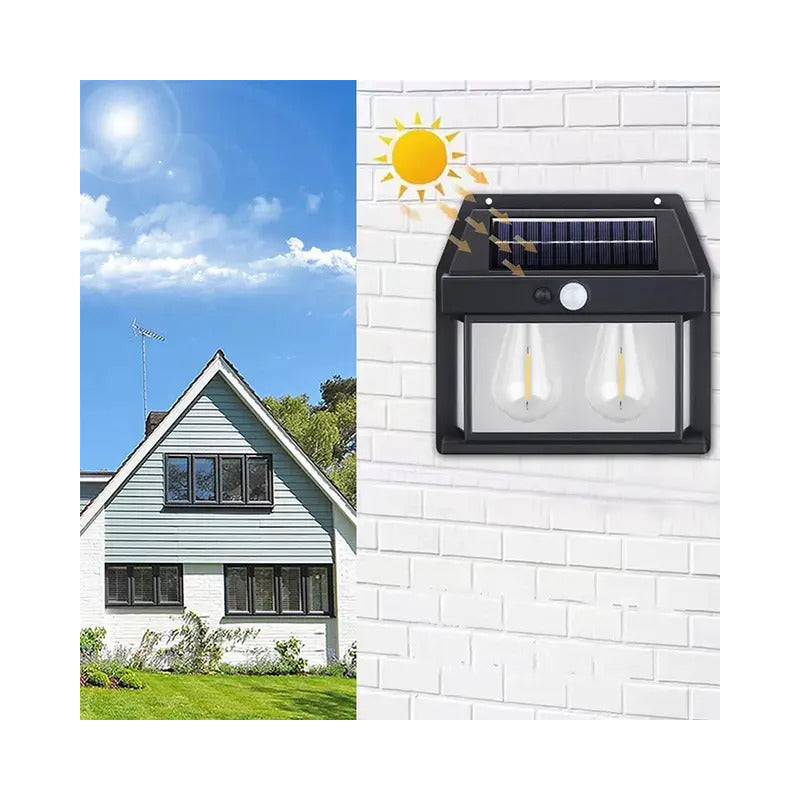 Lámpara Solar Luz Blanca Aplique D Pared 2 Ampolleta Vintage