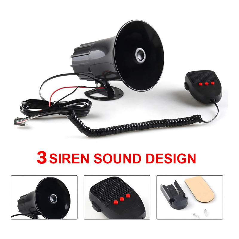 Bocina Policial Sirena Carabinero 3 Tonos Megafono 30w 12v