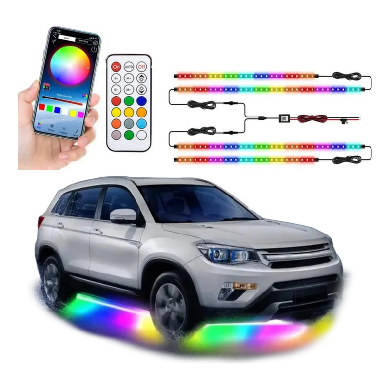 Kit Luz Chasis Arcoiris Bluetooth App+control Remoto Auto