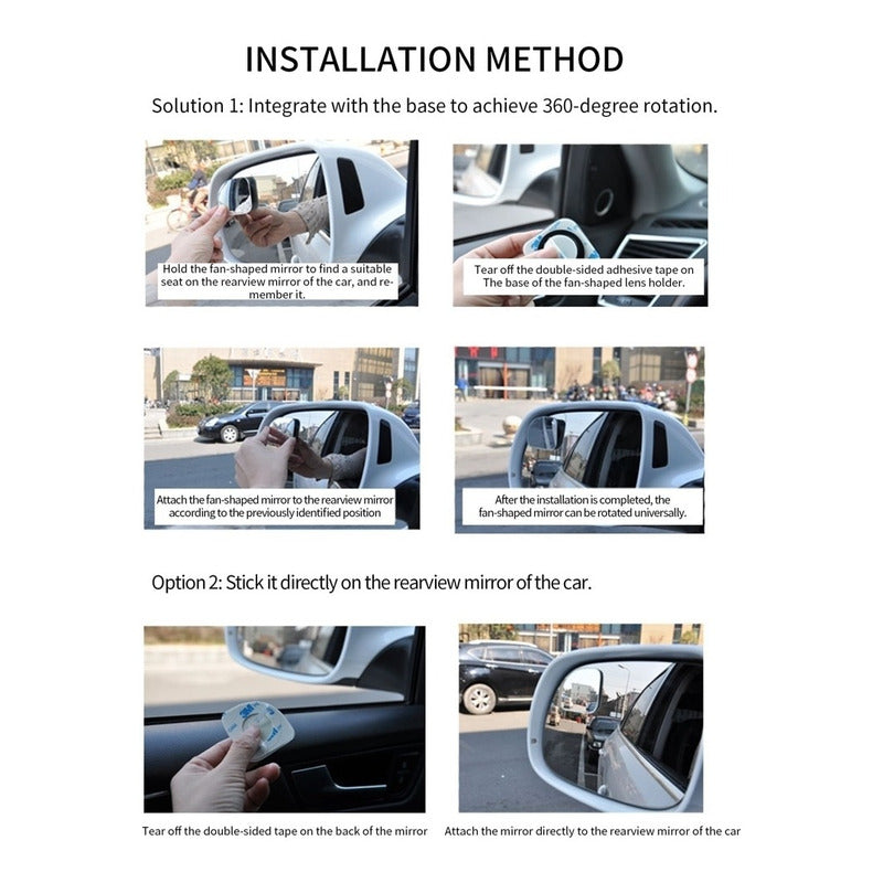 X2 Espejos Laterales Retrovisor Punto Ciego 360 Ajustable 2