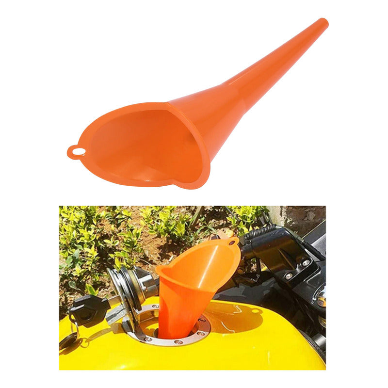 Embudo Cuello Largo Cambio De Aceite Multiuso Combustible 28 Color Naranja 2008747