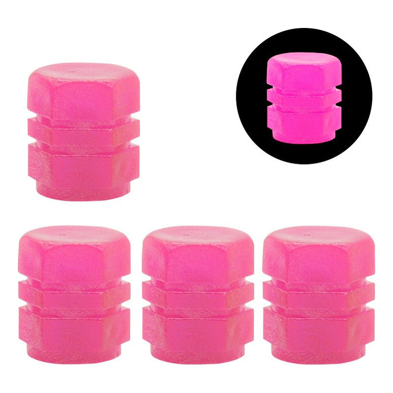 Set X4 Tapa Válvula Flúor Auto Moto Bici Universal Luminosa