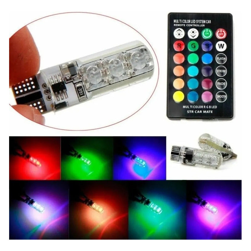 T10- Cola De Pescado Led Cob Rgb Multicolor + Control / R&c