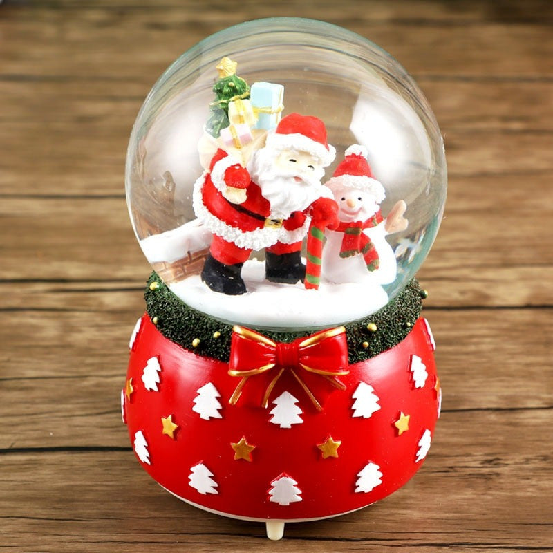 Bola De Nieve Esfera De Cristal Navidad Luz Y Música Decora