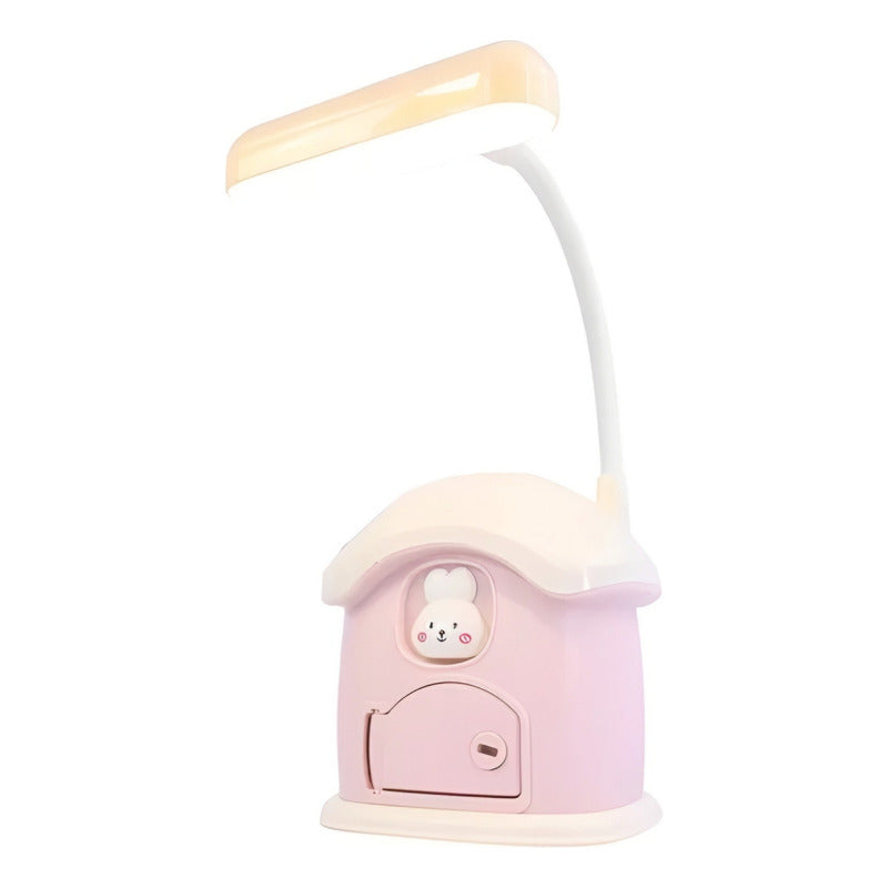 Lámpara De Escritorio Recargabl + Portalapiz Alcancía Kawaii