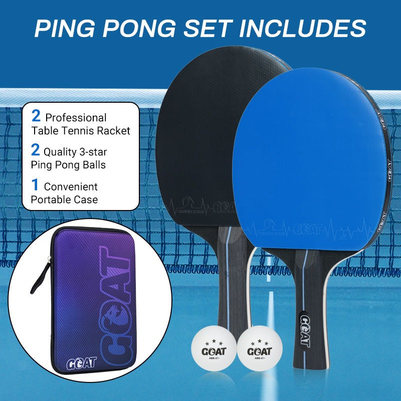 Pack X2 Paletas De Ping Pong + 2 Pelotas + Estuche Goat