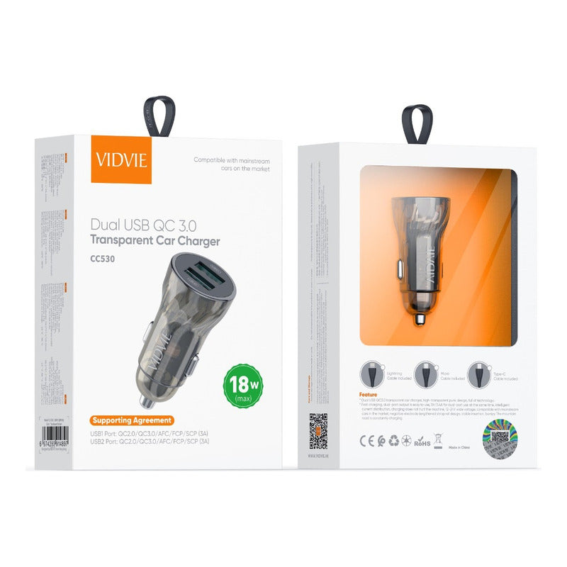 Adaptador Auto Cargador Carga Rápida 30w Tipoc 18w Usb 12-24