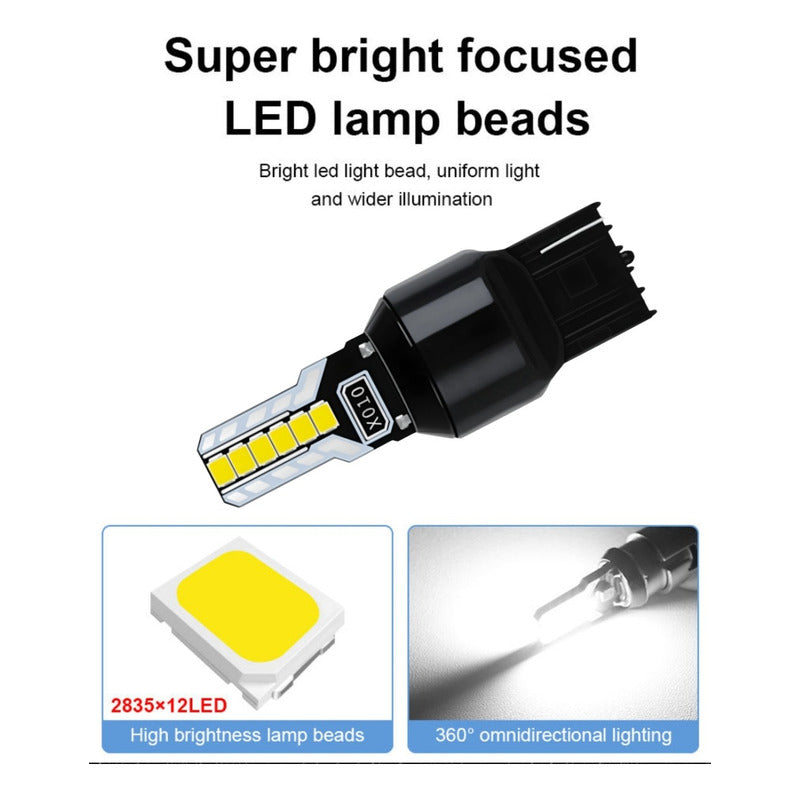 X2 Ampolleta Led T20 Blanco Ámbar 7440/7443 12led 12v Auto