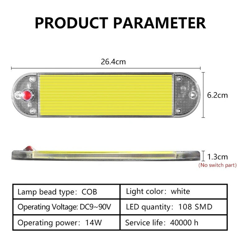 Luz De Techo Interior Led Cob Auto Universal 12-24v 142977