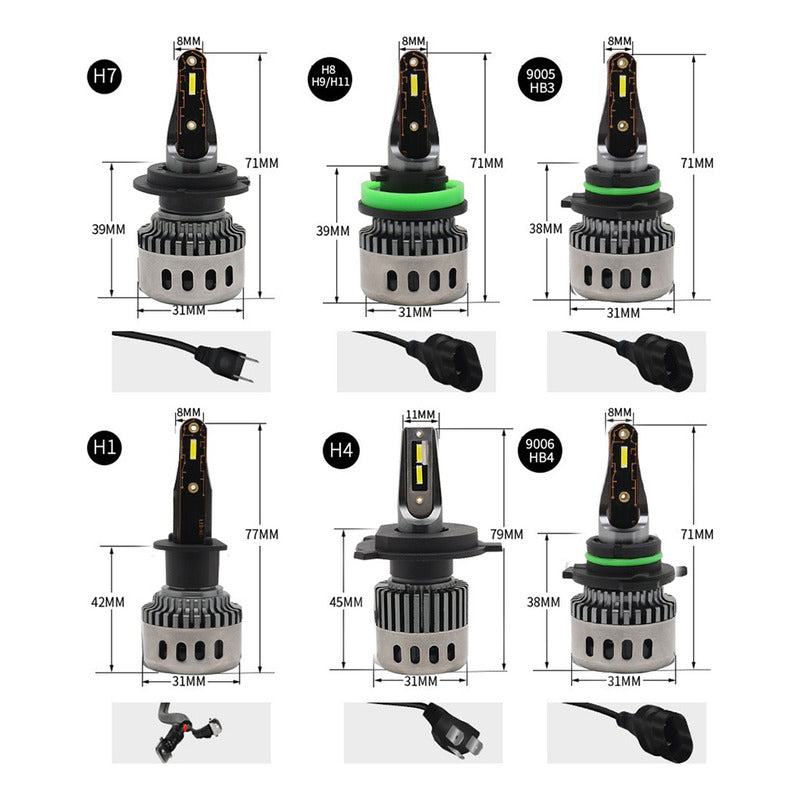 X2 Ampolleta Mini Turbo Led T10 Potente 12000lm 9005/hb3