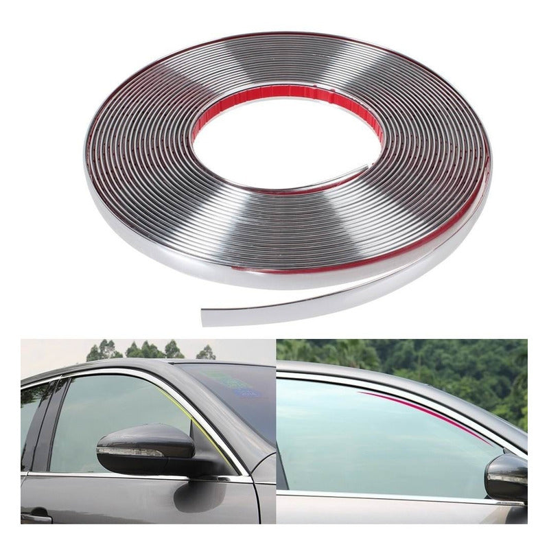 Moldura Cromada 18mm Adhesiva Auto Tuning Universal /ryc
