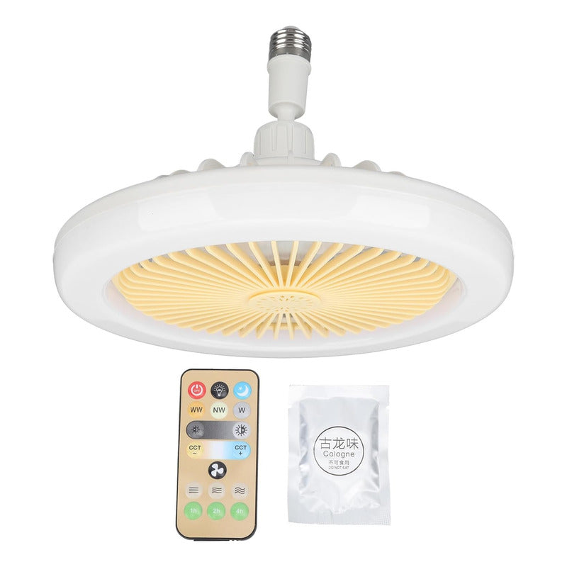 Ventilador De Techo Soquete E27 + Aro Luz Led + Control Ryc
