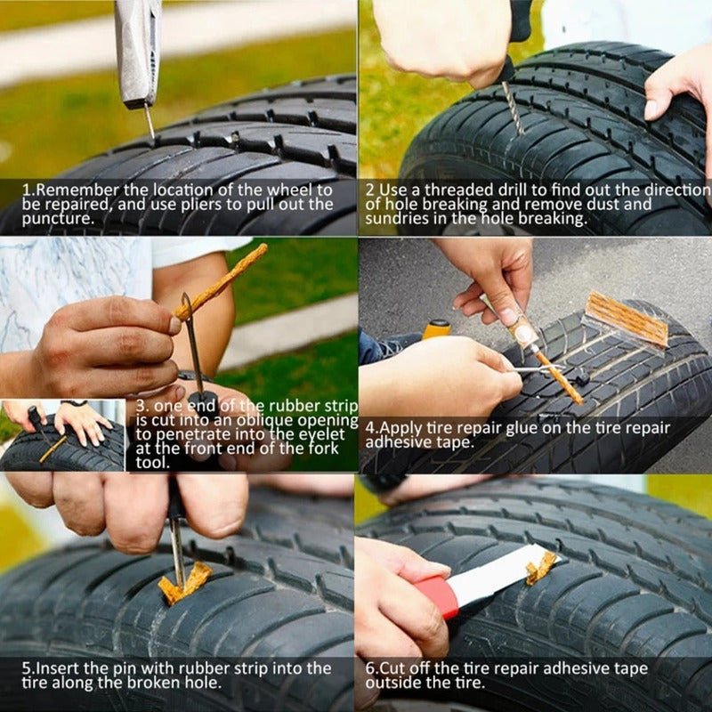 Kit Repara Neumáticos Pinchazos Estuche Emergencia Auto Moto