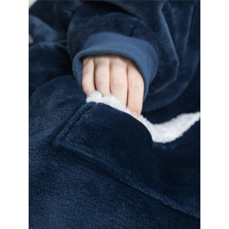 Polerón Con Capucha Sudadera Manta Sherpa Invierno Huggle/r&