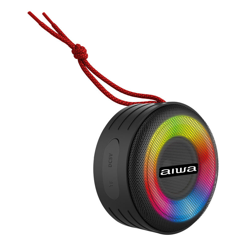Parlante Portátil Bluetooth Aiwa 10w Ipx6 Iluminado Aw-sj216 Color Negro