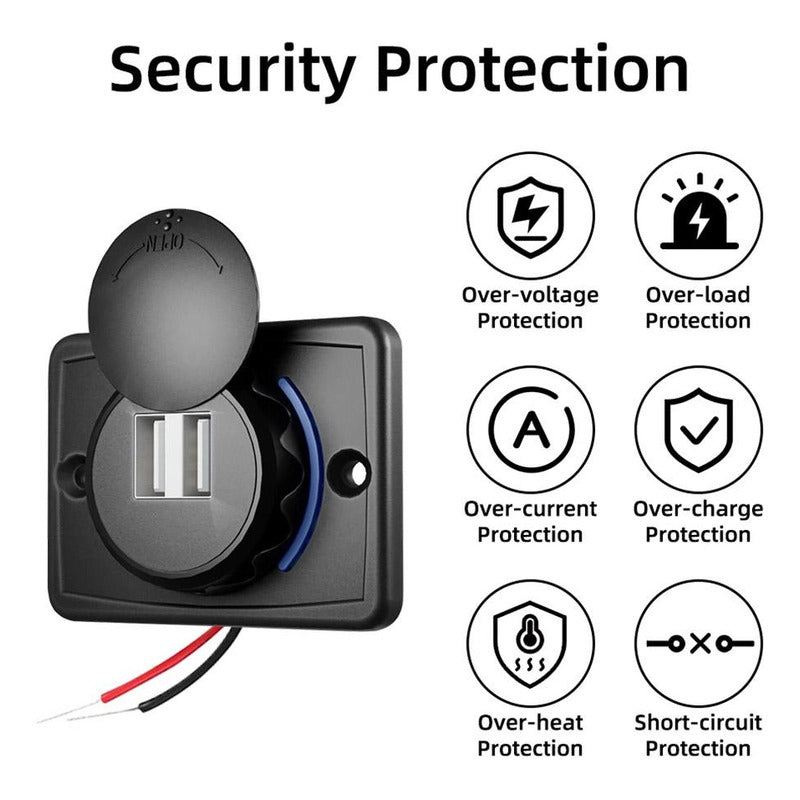 Cargador Usb Dual Sobrepuesto Cubierta Protector 2.1a 12-24v