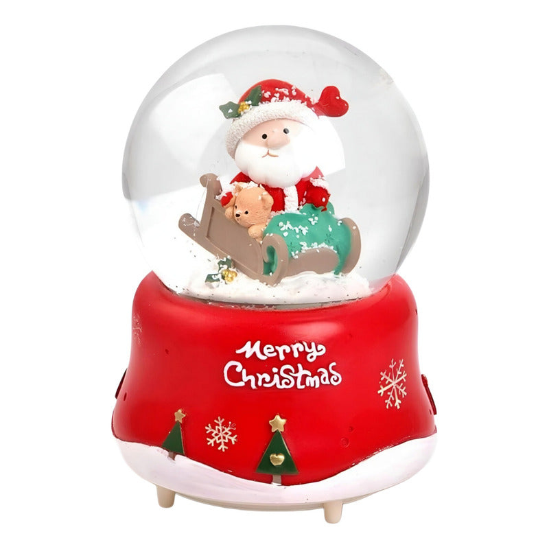 Bola De Nieve Esfera De Cristal Navidad Luz Y Música Decora