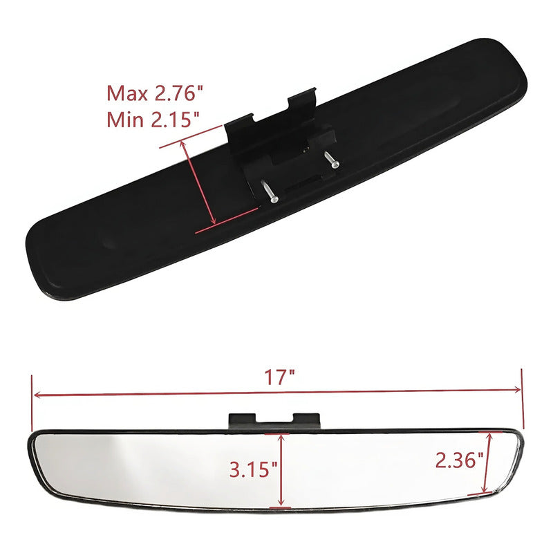 Espejo Retrovisor Visión Panorámica 43cm Curvo Adaptable Ryc