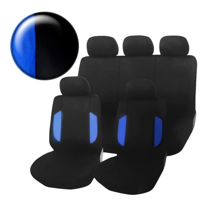 Set Funda Cubre Asiento Auto Universal Negro Entero 9pcs