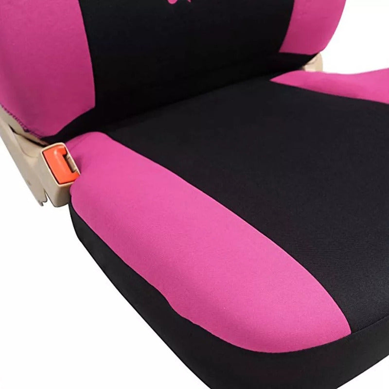 Funda Cubre Asiento Negro-rosa Mariposa 11pcs Auto Universal