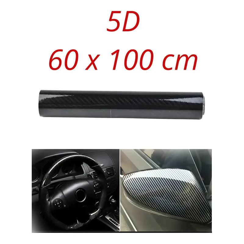 Vinilo Fibra Carbono 5d Brillante Autoadhesivo 60x100cm Negro