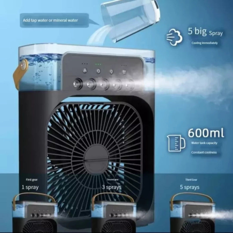 Ventilador 3en1 Humidificador Aromatizante Cn Luz Aire Frío