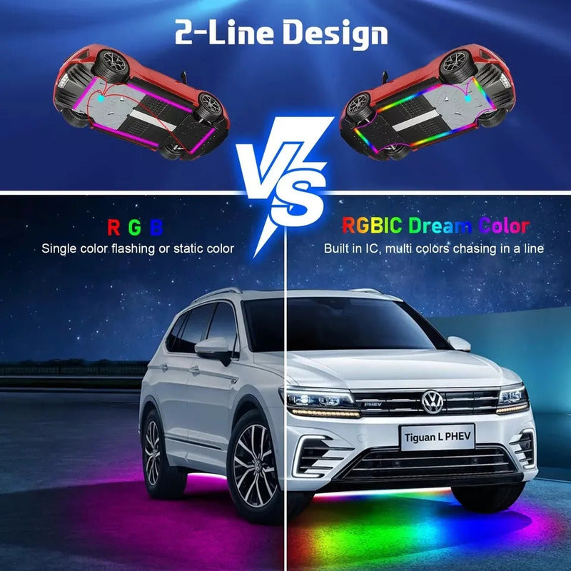 Kit Luz Chasis Arcoiris Bluetooth App+control Remoto Auto