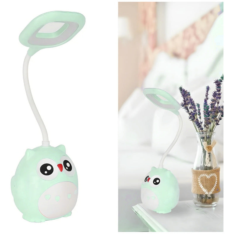 Lámpara Led De Mesa Recargable Cn Portalapiz Búho Kawaii R&c