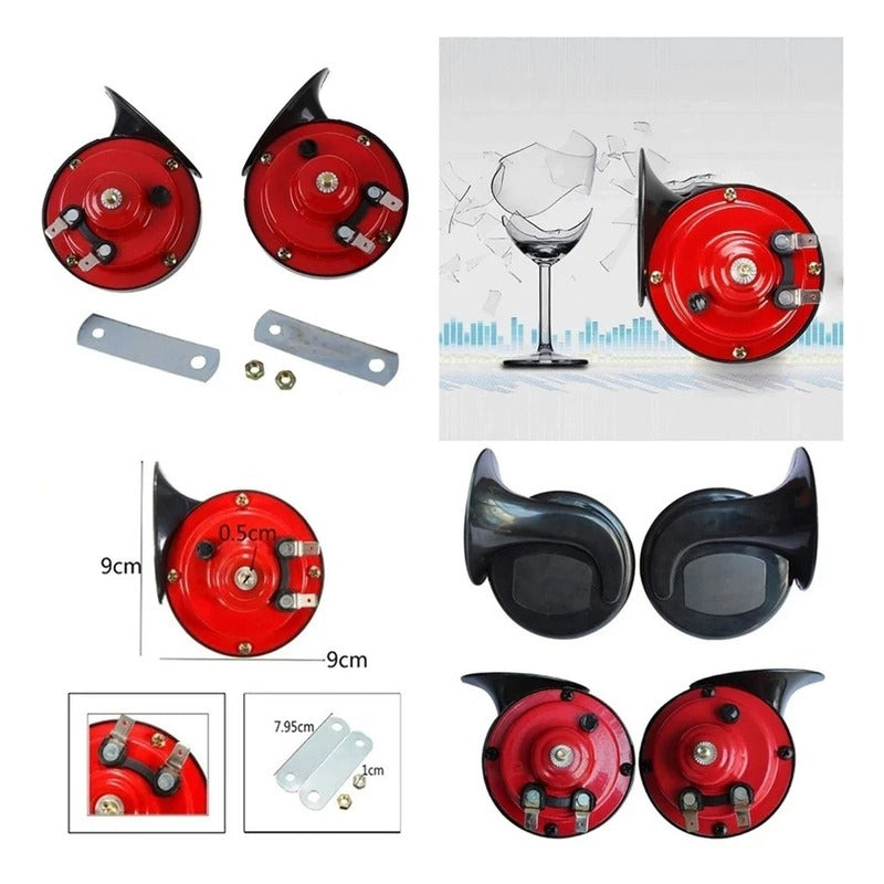 Kit Bocina Caracol Doble Auto Camioneta Moto 12v /r&c