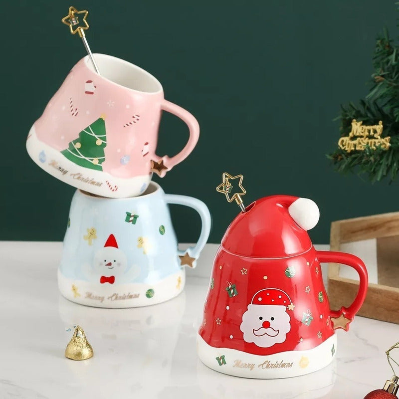Taza De Navidad, Mug Decorativa Forma Gorro Pascuero +mezcla