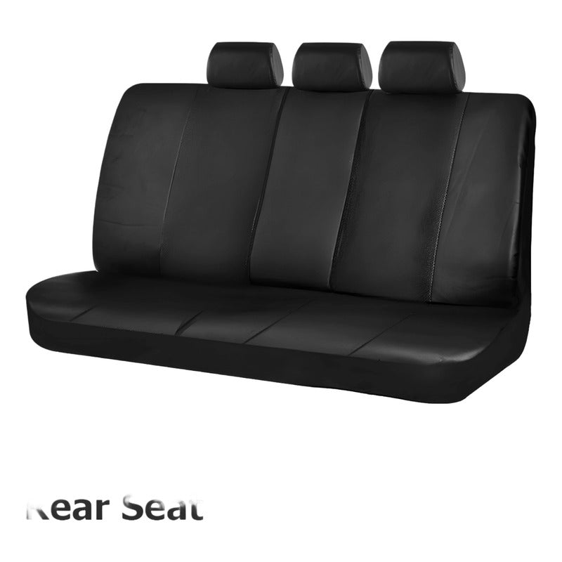 Set Fundas Cubre Asiento Eco Cuero 9pcs Negro Diseño R&c