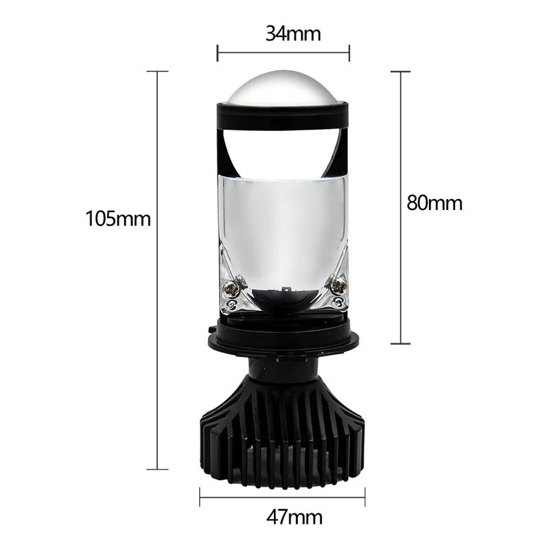 Kit 2 Ampolletas Turbo Led Y9 Mini Proyector Con Lupa H4