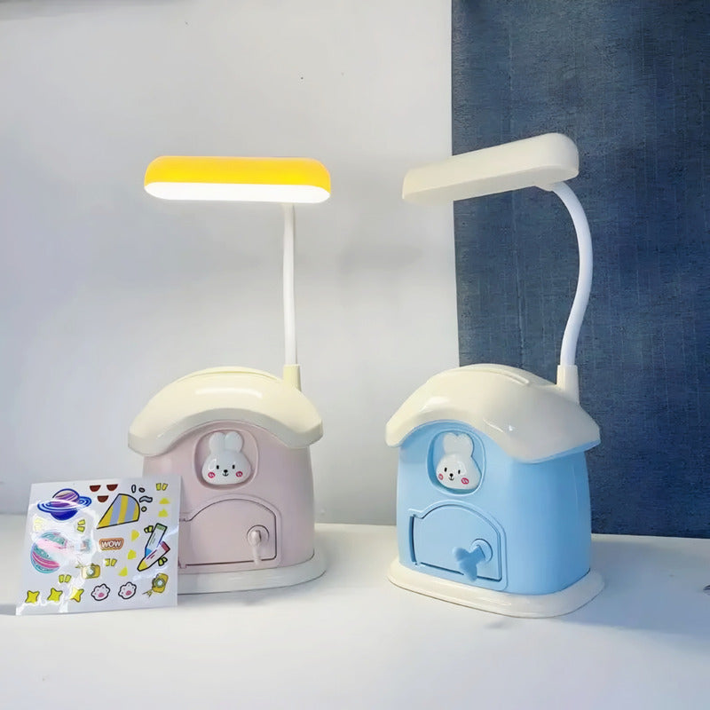 Lámpara De Escritorio Recargabl + Portalapiz Alcancía Kawaii