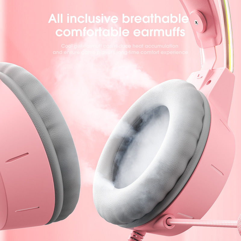 Audífonos Gamer Rosa Ciervo Onikuma X15 Pro Comp. Pc Ps4 Ps5