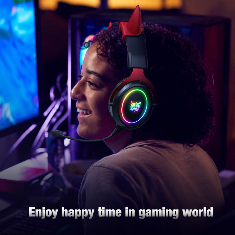 Audífonos Gamer Microfono Desmontable Negro Cachitos Onikuma