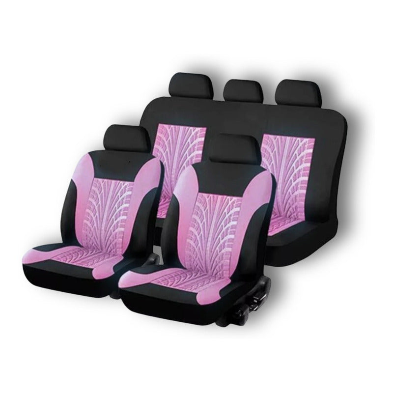 Funda Cubre Asiento Auto Rosado Universal 9pieza Rosa Diseño