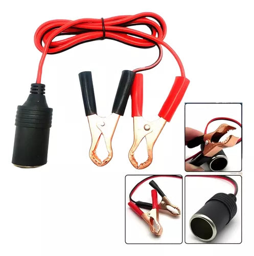Adaptador Pinza De Batería Con Cable 1.5mt A Encendedor 12v