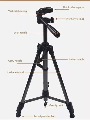 Trípode Profesional Cámara/celular Universal Aluminio 1.7mts