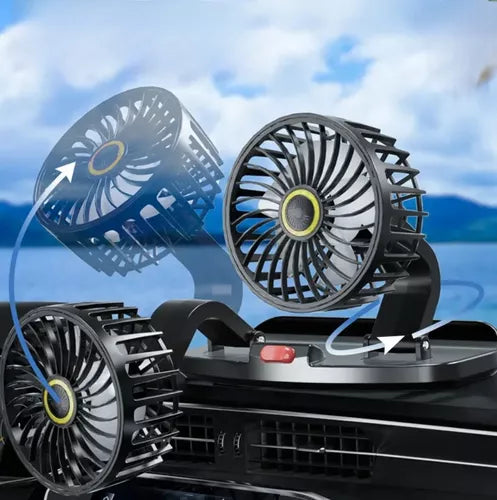 Ventilador Doble Para Auto 360° Conexión 12v Encendedor