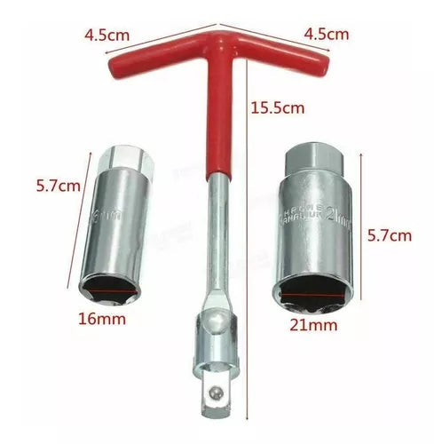 Llave Saca Bujía Profesional 2en1 16mm Y 21mm