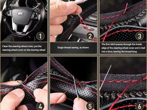 Funda Cubre Volante Cosido Para Auto + Hilo Y Aguja