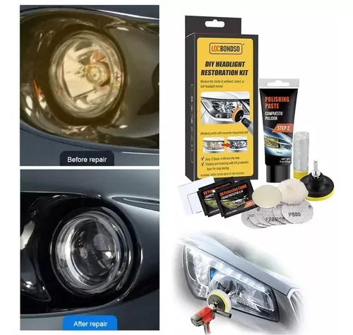 Kit Repara Foco Óptico Completo Para Pulir Limpiar