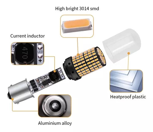 Ampolleta 144 Led Intermitente 1 Contacto Luz De Viraje Ámbar