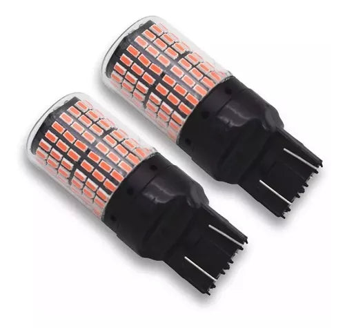 X2 Ampolleta Led T20 7443 144smd Roja 360° Auto